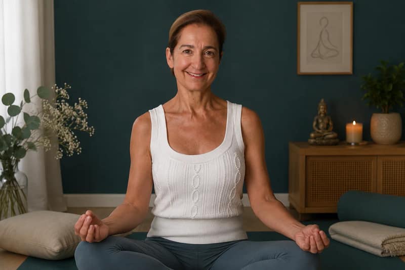 Christine d’Angelin en méditation pour mieux gérer le stress à Lyon